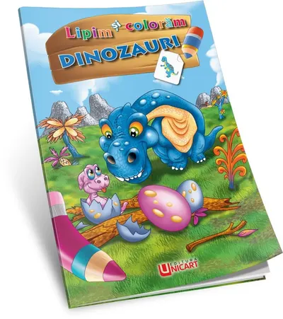 Caiet Engros de activități pentru prescolari - Lipim si coloram - Dinozauri , 20 x 29 cm