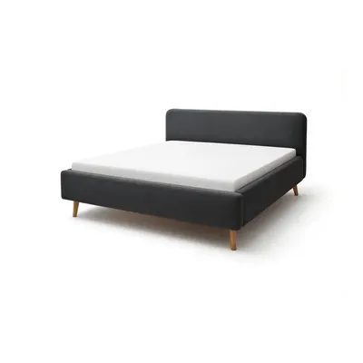 Pat matrimonial gri antracit tapițat cu spațiu de depozitare cu somieră 140x200 cm Mattis – Meise Möbel