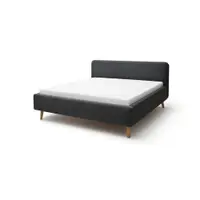 Pat matrimonial gri antracit tapițat cu spațiu de depozitare cu somieră 140x200 cm Mattis – Meise Möbel