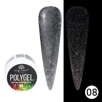 Polygel cu sclipici constructie unghii, Disco Polygel, reflectorizant, 15 g, 08 Engros
