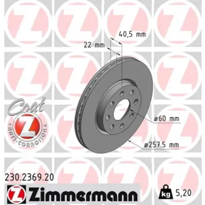 Disc frana ZIMMERMANN 230.2369.20