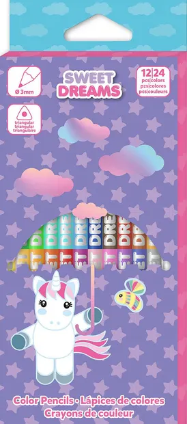 Set de creioane colorate cu două capete Kids Licensing - Sweet Dreams, 12 buc