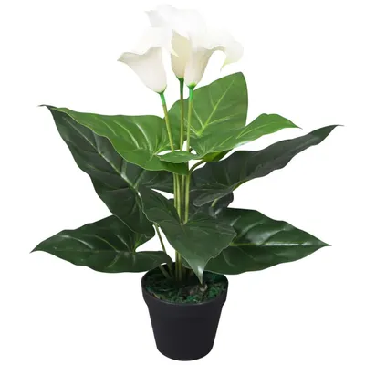 Gossi floare de cala crin artificiala cu ghiveci, 45 cm, alb