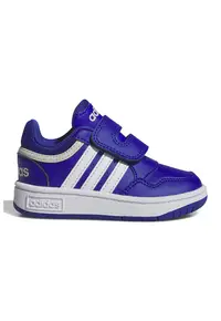 Pantofi sport de piele ecologica cu velcro Hoops - Alb/Albastru royal