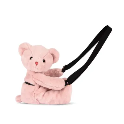 Ursulet din plus - geanta crossbody adorabila, 30 cm, Roz pudra