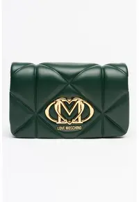 Geanta crossbody de piele ecologica cu lant - Verde englez