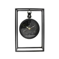 Ceas de masă H&S Collection, design industrial, metal negru, 30x20x8 cm, diametru 15 cm