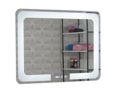 Oglinda cu iluminare LED, functie dezaburire, ceas si termometru, MD1, 80x60 cm