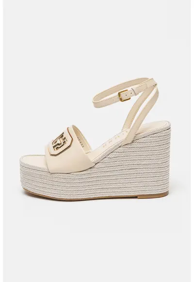 Sandale-espadrile wedge - Crem