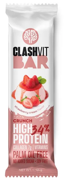 ClashVit Protein crunch bar, cheesecake căpșuni și frișcă, 65 g