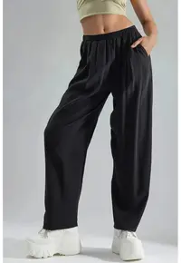 Pantaloni dama - textil - negri