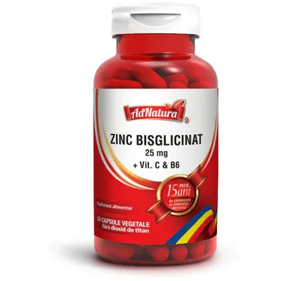 Zinc Bisglicinat 25mg cu Vitamina C si B6 30cps