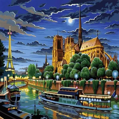 Set 2 x Pictura pe Numere Paris, 12 Culori, 30 x 40