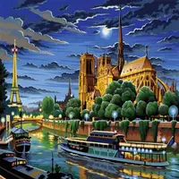 Set 2 x Pictura pe Numere Paris, 12 Culori, 30 x 40