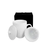 Cana cu infuzor ceramic si capac, 360ml, TWILIGHT, alba