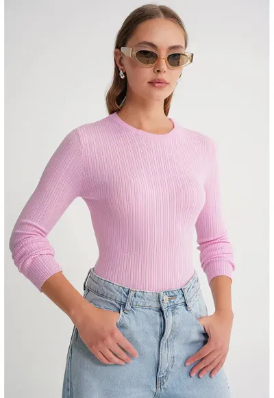 Bluza dama - top mulat - roz pudrat - jerseu
