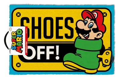 Covor pentru ușa Pyramid - Super Mario: Shoes Off Colour, 60 x 40 cm