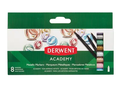 Marker grafica, 8culori metalizate/set, Derwent Academy