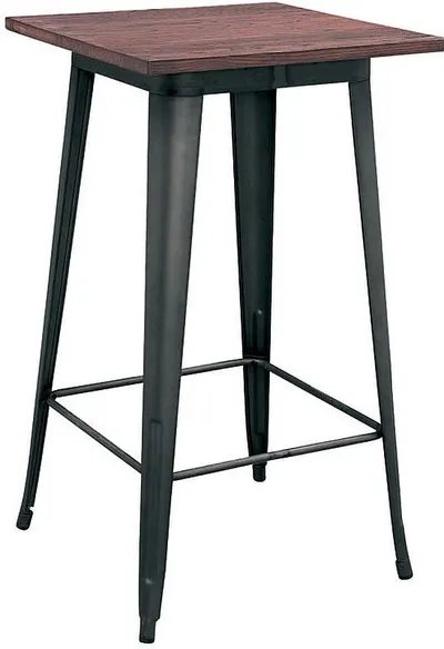 Masă de bar pătrată Horecano - Antique, 60 x 60 x 105 cm, negru mat