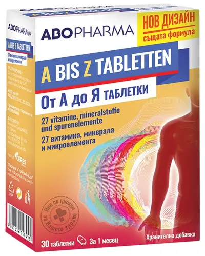 A bis Z Vitamine și minerale de la A la Z, 30 tablete, Abo Pharma