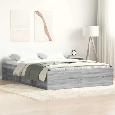 vidaXL Cadru de pat, sonoma gri, 140x190 cm