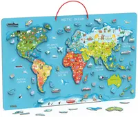 Puzzle magnetic din lemn Viga - harta lumii și tablă de scris