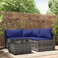Gossi set mobilier de gradina cu perne, 4 piese, gri, poliratan