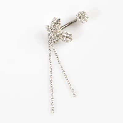 Piercing din otel cu fluture si pietre