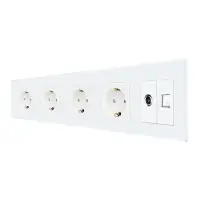 Priza Cvadrupla Schuko + TV + Internet cu Rama Din Sticla LUXION