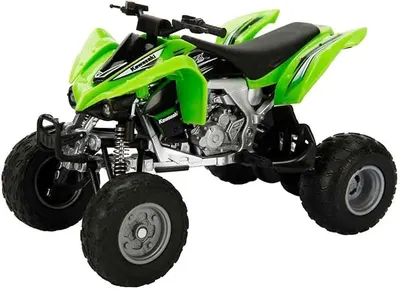 Jucărie metalică Newray - ATV Kawasaki KFX 450R, 1:12, verde
