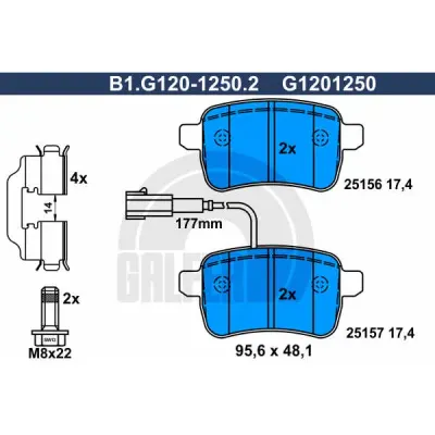 Set placute frana, frana disc GALFER B1.G120-1250.2