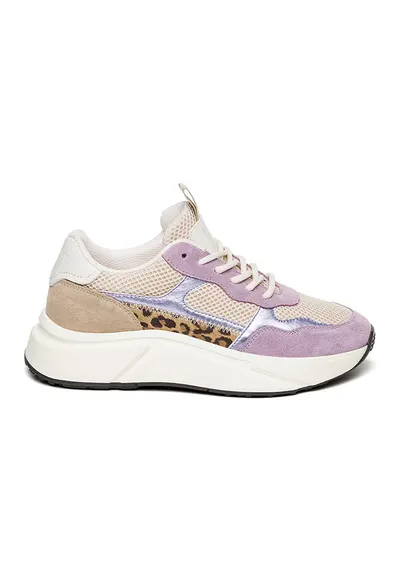 Pantofi sport Starlyn wedge cu aspect metalizat - Albastru pastel/Bej/Lila
