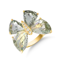 Inel cu fluture din aur galben cu ametiste verzi de 11.7ct si diamante de 0.07ct