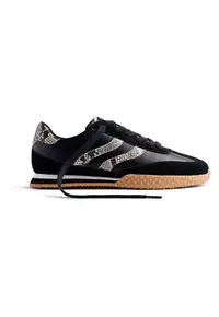 Pantofi sport cu garnituri de piele si piele ecologica - Negru