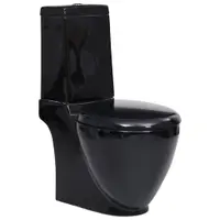Gossi vas wc toaleta baie, negru, ceramica, rotund, flux inferior