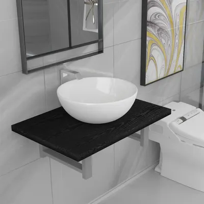 Gossi set mobilier de baie, 2 piese, negru, ceramica