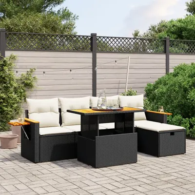 Gossi set mobilier de gradina cu perne, 6 piese, negru, poliratan