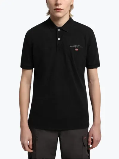 Tricou polo barbati din bumbac Elbas cu croiala Regular Fit negru