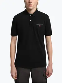 Tricou polo barbati din bumbac Elbas cu croiala Regular Fit negru