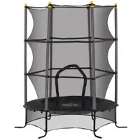 HOMCOM Trambulină pentru Copii 3-10 Ani cu Plasă de Siguranță, Suprafață Elastică cu Bare Capitonate, Ø163x190 cm, Negru | Aosom Romania
