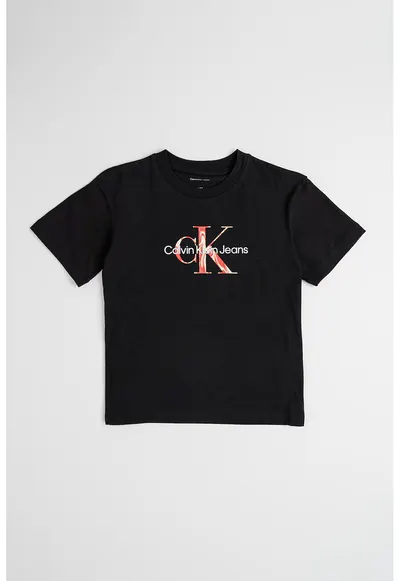 Tricou de bumbac cu logo - Negru/Rosu inchis/Argintiu