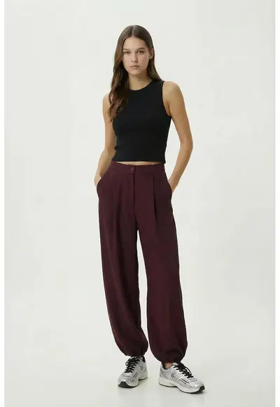 Pantaloni dama - Happiness Istanbul - Mov inchis - Talie inalta