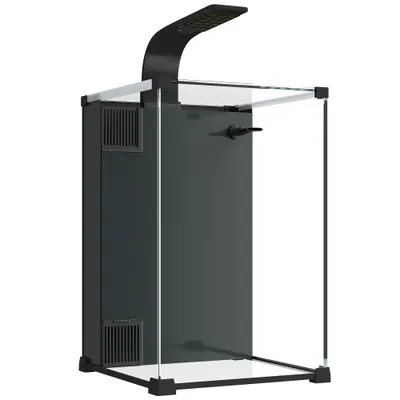 PawHut Acvariu 36L cu Filtru Integrat, 30 x 30 x 45,5 cm, Negru | Aosom Romania