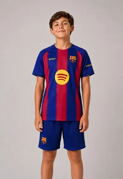 Echipament premium pentru copii FC Barcelona 2025-26, acasă, replică
