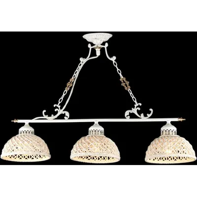 Candelabru Keramos,3 becuri dulie E27, 230V,D.72 cm, H.52 cm,Alb-Auriu