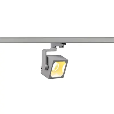 Iluminat decorativ pe sina, EURO Senile CUBE, la fata locului gri pentru 240V track 3 faze, LED, 3000K, gri-argintiu, 90 °, inclusiv. adaptor 3 faze