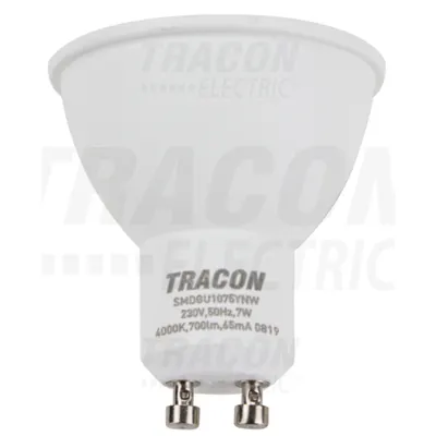 Sursa de lumina spot cu LEDSMD, carcasa din mat.plastic SMDGU1075YNW 230 VAC, 50 Hz, GU10, 7 W, 700 lm, 4000 K, 120°, EEI=A+