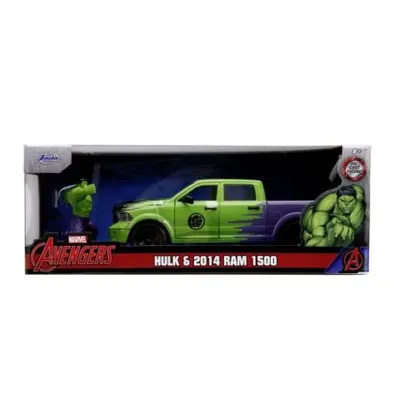 Jada Marvel Set Figurina Hulk Si Masinuta Metalica Ram 1500 2014 Scara 1:24