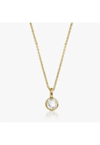 Colier din argint Birthstone Golden April - Topaz Alb