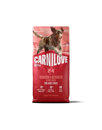 Hrană câine sportiv 12 kg CARNILOVE Active Dog Venison and Reindeer Adult 12 kg vânat, ren și mistreț